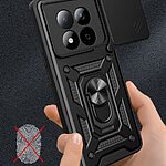 Σκληρή Πλάτη PC+TPU για Xiaomi Redmi Note 15 Pro 4G από OEM σε Μαύρο χρώμα με περιστρεφόμενο Stand και προστασία φακού κάμερας.