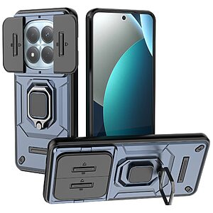 Σκληρή Πλάτη PC+TPU για Xiaomi Redmi Note 15 Pro 4G από OEM σε Μπλε χρώμα με περιστρεφόμενο Stand και κινητή προστασία φακού.