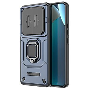 Σκληρή Πλάτη PC+TPU για Xiaomi Redmi Note 15 Pro 4G από OEM σε Μπλε χρώμα με περιστρεφόμενο Stand και κινητή προστασία φακού.