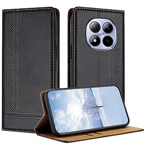 Flip Πορτοφόλι από Συνθετικό Δέρμα (PU) με TPU για Xiaomi Redmi Note 15 Pro 4G σε Μαύρο χρώμα με θήκη κάρτας και αναδιπλούμενη βάση στήριξης.