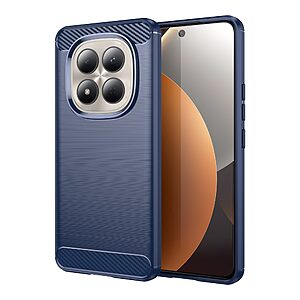Πλάτη TPU για Xiaomi Redmi Note 15 Pro 4G σε Μπλε χρώμα με υφή Carbon Fiber και επιφάνεια brushed ανθεκτική σε δακτυλικά αποτυπώματα.