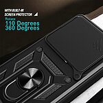 Σκληρή Πλάτη PC+TPU για Xiaomi Redmi Note 15 Pro 5G από OEM με περιστρεφόμενο Stand, κινητή προστασία φακού και μαγνητική βάση αυτοκινήτου σε Μαύρο χρώμα.