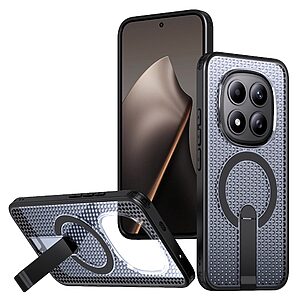 Σκληρή Πλάτη PC+TPU για το Xiaomi Redmi Note 15 Pro 5G σε Μαύρο χρώμα με ενσωματωμένο Stand και μαγνητικό δακτύλιο για magnetic accessories.