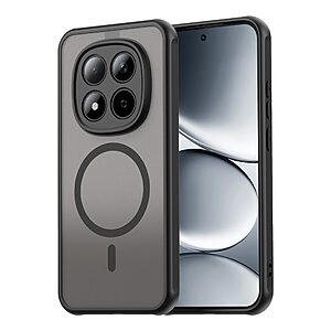 Σκληρή Πλάτη PC+TPU για Xiaomi Redmi Note 15 Pro 5G με ενσωματωμένο μαγνήτη, προστασία κάμερας και ενισχυμένες γωνίες σε Μαύρο χρώμα.