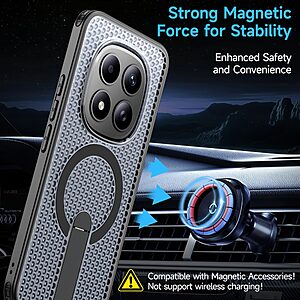 Σκληρή Πλάτη PC+TPU για Xiaomi Redmi Note 15 Pro+ 5G / Poco M8 Pro 5G από OEM σε Μαύρο χρώμα με ενσωματωμένο Stand και μαγνητικό δαχτυλίδι.