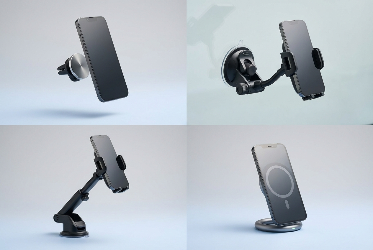 5 τύποι βάσης κινητού αυτοκινήτου - σύγκριση μαγνητική, ταμπλό, αεραγωγού, MagSafe