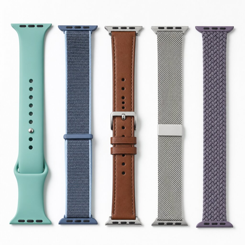 Λουράκια Smartwatch: Υλικά, Συμβατότητα & Στυλ 3 Υλικά σε λουράκια smartwatch — σιλικόνη, νάιλον, δέρμα, μεταλλικό και πλεκτό