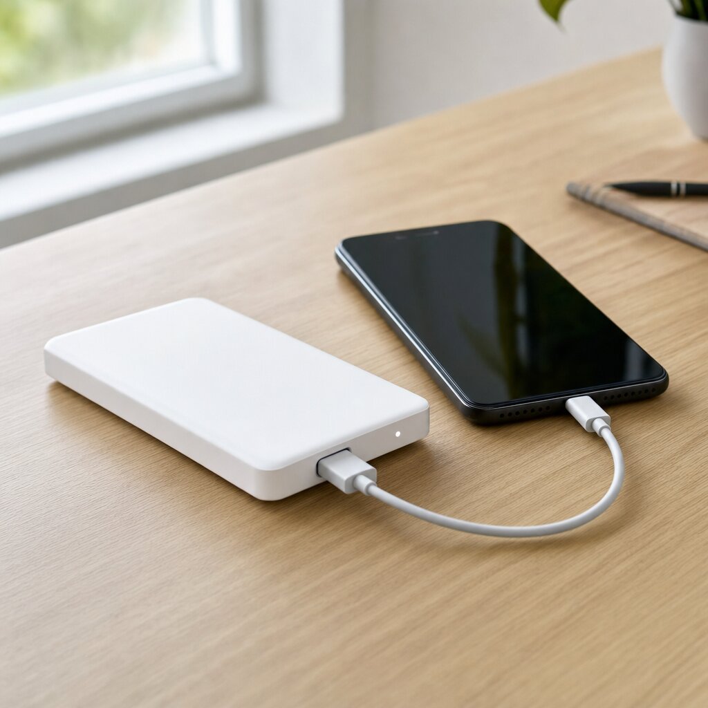 Power bank φορτίζει smartphone με ενσωματωμένο καλώδιο