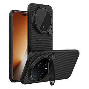 Σκληρή Πλάτη PC+TPU για Honor Magic8 Pro 5G από NILLKIN Camshield Prop Magnetic Series σε Μαύρο χρώμα με διάφανο κάλυμμα φακού και ενσωματωμένο Stand.