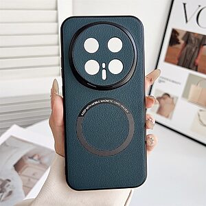 Πλάτη από Συνθετικό Δέρμα (PU) με PC για Honor Magic8 Pro 5G σε Πράσινο χρώμα με ενσωματωμένο μαγνήτη για μαγνητικές βάσεις.