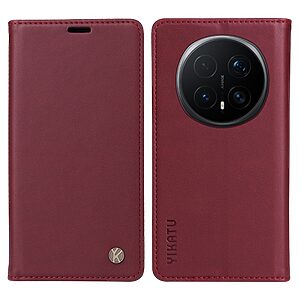 Flip Πορτοφόλι από Συνθετικό Δέρμα (PU) με TPU για το Honor Magic8 Pro 5G από YIKATU σε Κόκκινο Σκούρο χρώμα με θήκες καρτών και Stand.
