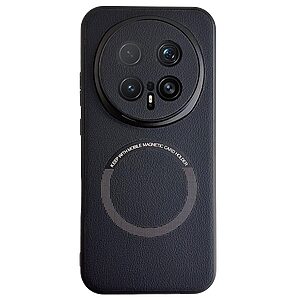 Πλάτη από Συνθετικό Δέρμα (PU) με TPU για Honor Magic8 Pro 5G από OEM σε Μαύρο χρώμα με ενσωματωμένο μαγνήτη για magnetic holders.