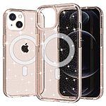 Σκληρή Πλάτη PC+TPU για iPhone 13 με glitter powder σχέδιο και υποστήριξη MagSafe σε χρυσό χρώμα.