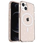 Σκληρή Πλάτη PC+TPU για iPhone 13 με glitter powder σχέδιο και υποστήριξη MagSafe σε χρυσό χρώμα.