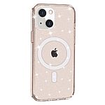 Σκληρή Πλάτη PC+TPU για iPhone 13 με glitter powder σχέδιο και υποστήριξη MagSafe σε χρυσό χρώμα.