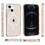 Σκληρή Πλάτη PC+TPU για iPhone 13 με glitter powder σχέδιο και υποστήριξη MagSafe σε χρυσό χρώμα.