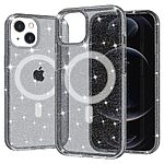 Σκληρή Πλάτη PC+TPU με glitter powder και μαγνητική τεχνολογία MagSafe για iPhone 13 σε μαύρο χρώμα από OEM.
