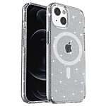 Σκληρή Πλάτη PC+TPU με glitter powder και μαγνητική τεχνολογία MagSafe για iPhone 13 σε μαύρο χρώμα από OEM.