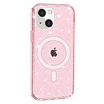 Σκληρή Πλάτη PC+TPU για iPhone 13 με glitter powder σχέδιο και συμβατότητα MagSafe από OEM, σε ροζ χρώμα.