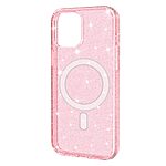 Σκληρή Πλάτη PC+TPU για iPhone 13 με glitter powder σχέδιο και συμβατότητα MagSafe από OEM, σε ροζ χρώμα.