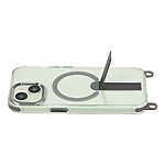 Σκληρή Πλάτη PC+TPU για iPhone 15 σε Γκρι χρώμα με μαγνητικό δακτύλιο, αναδιπλούμενο Stand και αποσπώμενο λουράκι ώμου 150cm.