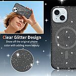 Σκληρή Πλάτη PC+TPU για iPhone 15 με glitter σχέδιο, ενσωματωμένο μαγνήτη και ενισχυμένη προστασία από πτώσεις σε ημιδιάφανο χρώμα.