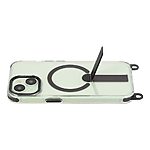 Σκληρή Πλάτη PC+TPU για iPhone 15 σε Μαύρο χρώμα με μαγνητικό δακτύλιο, αναδιπλούμενο Stand και αποσπώμενο λουράκι ώμου 150cm.