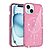 Σκληρή Πλάτη PC+TPU για iPhone 15 με glitter σχέδιο, ενσωματωμένο μαγνήτη και ενισχυμένη προστασία από πτώσεις σε ροζ διάφανο χρώμα.