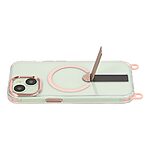 Σκληρή Πλάτη PC+TPU για iPhone 15 σε Ροζ χρώμα με μαγνητικό δαχτυλίδι, αναδιπλούμενο Stand και αποσπώμενο λουράκι ώμου 150cm.