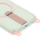 Σκληρή Πλάτη PC+TPU για iPhone 15 σε Ροζ χρώμα με μαγνητικό δαχτυλίδι, αναδιπλούμενο Stand και αποσπώμενο λουράκι ώμου 150cm.