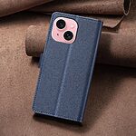 Flip Πορτοφόλι από Συνθετικό Δέρμα (PU) για iPhone 15 από BINFEN COLOR BF32 σε Μπλε χρώμα με RFID προστασία, Wallet και Stand.