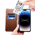 Flip Πορτοφόλι από Συνθετικό Δέρμα (PU) με TPU για iPhone 15 από SUTENI Calf Texture σε Καφέ χρώμα με θήκες καρτών και βάση στήριξης.