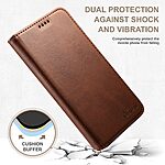 Flip Πορτοφόλι από Συνθετικό Δέρμα (PU) με TPU για iPhone 15 από SUTENI Calf Texture σε Καφέ χρώμα με θήκες καρτών και βάση στήριξης.