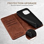 Flip Πορτοφόλι από Συνθετικό Δέρμα (PU) με TPU για iPhone 15 από SUTENI Calf Texture σε Καφέ χρώμα με θήκες καρτών και βάση στήριξης.