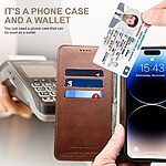Flip Πορτοφόλι από Συνθετικό Δέρμα (PU) με TPU για iPhone 15 από SUTENI Calf Texture σε Καφέ χρώμα με θήκες καρτών και βάση στήριξης.