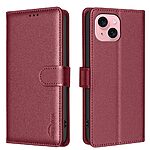 Flip Πορτοφόλι από Συνθετικό Δέρμα (PU) για iPhone 15 από BINFEN COLOR BF32 σε Κόκκινο με RFID προστασία, θήκες καρτών και Stand.