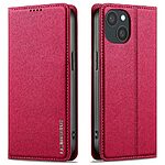 Flip Πορτοφόλι από Συνθετικό Δέρμα (PU) με TPU για iPhone 15 από LC.IMEEKE L1 Series σε Κόκκινο, με θήκες καρτών και ενσωματωμένη βάση στήριξης.