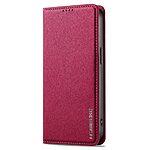 Flip Πορτοφόλι από Συνθετικό Δέρμα (PU) με TPU για iPhone 15 από LC.IMEEKE L1 Series σε Κόκκινο, με θήκες καρτών και ενσωματωμένη βάση στήριξης.