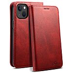 Flip Πορτοφόλι από Συνθετικό Δέρμα (PU) με TPU για iPhone 15 από SUTENI σε Κόκκινο χρώμα με θήκες καρτών και ενσωματωμένη βάση στήριξης.