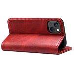 Flip Πορτοφόλι από Συνθετικό Δέρμα (PU) με TPU για iPhone 15 από SUTENI σε Κόκκινο χρώμα με θήκες καρτών και ενσωματωμένη βάση στήριξης.