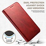 Flip Πορτοφόλι από Συνθετικό Δέρμα (PU) με TPU για iPhone 15 από SUTENI σε Κόκκινο χρώμα με θήκες καρτών και ενσωματωμένη βάση στήριξης.