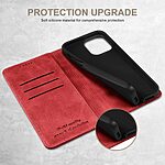Flip Πορτοφόλι από Συνθετικό Δέρμα (PU) με TPU για iPhone 15 από SUTENI σε Κόκκινο χρώμα με θήκες καρτών και ενσωματωμένη βάση στήριξης.
