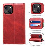 Flip Πορτοφόλι από Συνθετικό Δέρμα (PU) με TPU για iPhone 15 από SUTENI σε Κόκκινο χρώμα με θήκες καρτών και ενσωματωμένη βάση στήριξης.