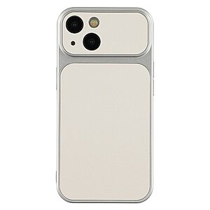 Πλάτη από Συνθετικό Δέρμα (PU) με TPU για iPhone 15 σε Λευκό χρώμα με υφή sheepskin για πολυτελή αίσθηση και ανθεκτική προστασία.