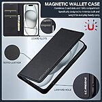Flip Πορτοφόλι από Συνθετικό Δέρμα (PU) με TPU για iPhone 15 από LC.IMEEKE L1 Series σε Μαύρο χρώμα με θήκες καρτών και αναδιπλούμενη βάση στήριξης.