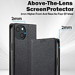 Flip Πορτοφόλι από Συνθετικό Δέρμα (PU) με TPU για iPhone 15 από LC.IMEEKE L1 Series σε Μαύρο χρώμα με θήκες καρτών και αναδιπλούμενη βάση στήριξης.
