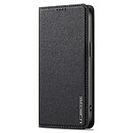 Flip Πορτοφόλι από Συνθετικό Δέρμα (PU) με TPU για iPhone 15 από LC.IMEEKE L1 Series σε Μαύρο χρώμα με θήκες καρτών και αναδιπλούμενη βάση στήριξης.
