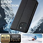Flip Πορτοφόλι από Συνθετικό Δέρμα (PU) με TPU για iPhone 15 από LC.IMEEKE L1 Series σε Μαύρο χρώμα με θήκες καρτών και αναδιπλούμενη βάση στήριξης.