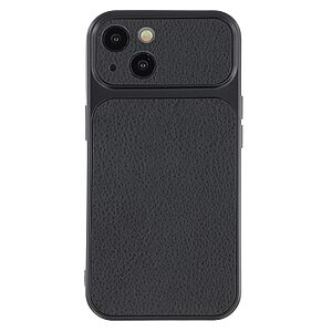 Πλάτη από Συνθετικό Δέρμα (PU) με TPU για iPhone 15 σε Μαύρο χρώμα με υφή sheepskin, ανυψωμένα χείλη κάμερας και ακριβείς εγκοπές.
