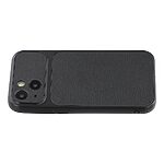 Πλάτη από Συνθετικό Δέρμα (PU) με TPU για iPhone 15 σε Μαύρο χρώμα με υφή sheepskin, ανυψωμένα χείλη κάμερας και ακριβείς εγκοπές.